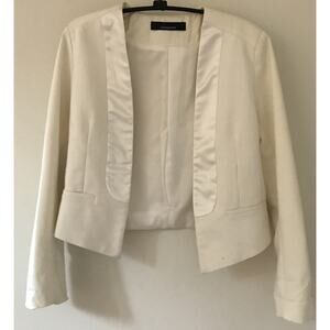 Zeitgeist White Tuxedo Style Cropped Blazer Work Formal Jacket 6 36 XS-S